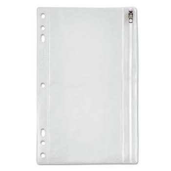 Oxford Zippered Ring Binder Pocket, 6 x 9-1/2, Clear/White