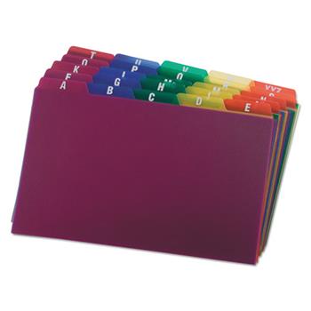 Oxford Alphabetical Card Guides, 1/5 Tabs, 5 in x 8 in, Assorted Colors, 25 Guides/Set