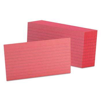 Oxford Index Cards, Ruled, 3 in x 5 in, Cherry, 100 Cards/Pack