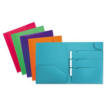 Oxford Divide It Up Four-Pocket Poly Folder, 11 x 8-1/2, Assorted