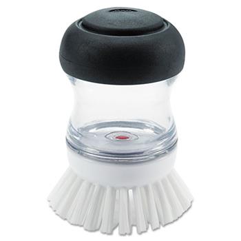 OXO Good Grips Soap Squirting Palm Brush, Black/Clear Handle