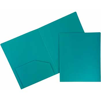JAM Paper Heavy Duty Plastic Two-Pocket Presentation Folder, 9&quot; x 12&quot;, Sea Blue, 108/BX