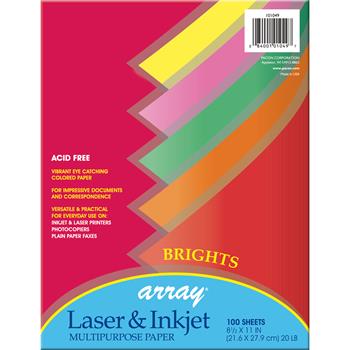 Pacon Bright Multi-Purpose Paper, 24 lb, 8 1/2&quot; x 11&quot;, 5 Assorted Colors, 100 Sheets/Pack