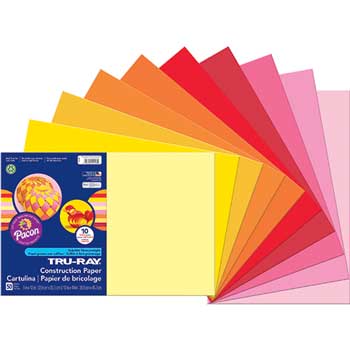 Pacon Tru-Ray Construction Paper, 76 lb, 12&quot; x 18&quot;, Assorted Colors, 25 Sheets/Pack