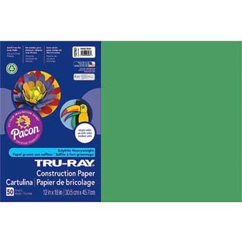 Pacon Tru-Ray Construction Paper, 76 lb, 12&quot; x 18&quot;, Holiday Green, 50 Sheets/Pack
