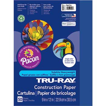 Pacon Tru-Ray Construction Paper, 76 lb, 9&quot; x 12&quot;, Royal Blue, 50 Sheets/Pack