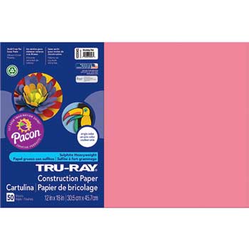 Pacon Tru-Ray Construction Paper, 76 lb, 12&quot; x 18&quot;, Shocking Pink, 50 Sheets/Pack
