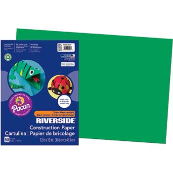 Pacon&#174; Riverside Construction Paper, 76 lbs., 12 x 18, Holiday Green, 50 Sheets/Pack