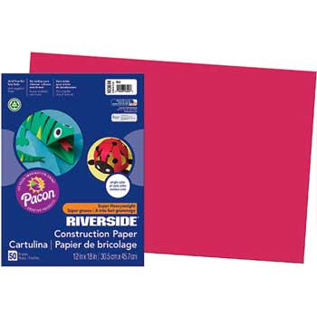 Pacon&#174; Riverside Construction Paper, 76 lbs., 12 x 18, Red, 50 Sheets/Pack
