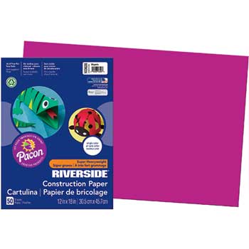 Pacon Construction Paper, 76-lb., Groundwood, 12 x 18, Magenta, 50 Sheets
