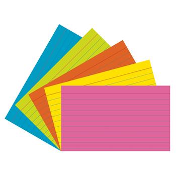Pacon Index Cards, Ruled, 3 in x 5 in, 5 Super Bright Assorted Colors, 75/Pack, 36 Packs/Carton