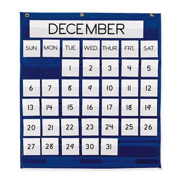 Pacon Monthly Calendar Pocket Chart, Blue, 25 in x 28 in