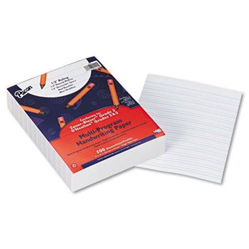 Pacon Multi-Program Handwriting Paper, 1/2&quot; Short Rule, 10-1/2 x 8, White, 500 Shts/Pk