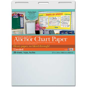 Pacon Heavy-Duty Anchor Easel Pad, Unruled, 27&quot; x 34&quot;, White, 25 Sheets/Pad