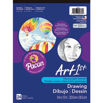 Pacon Art1st Drawing Pad, 9&quot; x 12&quot;, White, 24 Sheets