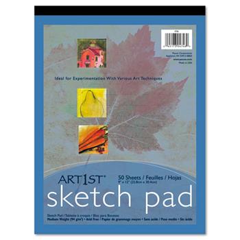 Pacon Art1st Sketch Pad, Unruled, 9&quot; x 12&quot;, White Paper, 50 Sheets