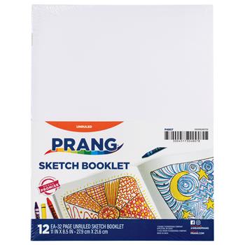 Prang Beginner Sketch Booklet, 11&quot; x 8 1/2&quot;, Plain, 16 Sheets, 48/Carton