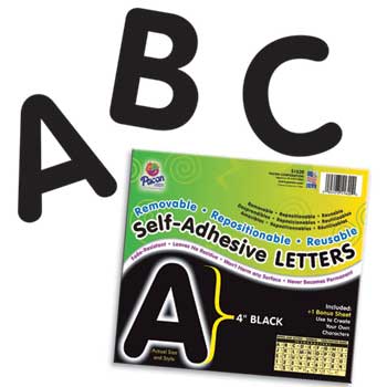 Pacon&#174; Self-Adhesive Letters, Black, 4&quot;