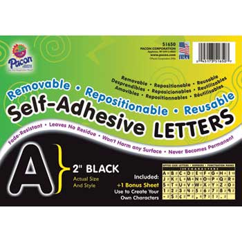 Pacon&#174; Self-Adhesive Letters, Black, 2&quot;