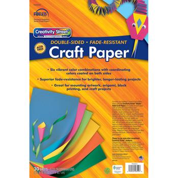 Pacon Creativity Street Double-Sided Craft Paper Assortment, 12&quot; x 18&quot;, 6 Assorted Color Combos, 30 Sheets/Pack