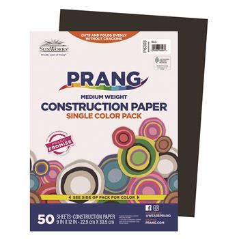 Prang Construction Paper, 9&quot; x 12&quot;, Black, 50 Sheets/Pack