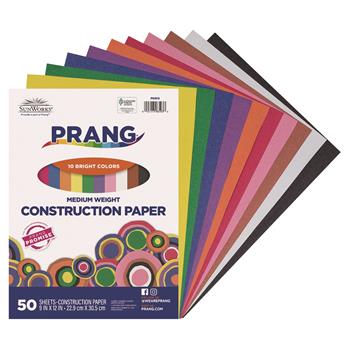 Prang Construction Paper, 58 lb, 9&quot; x 12&quot;, Assorted Colors, 50 Sheets/Pack