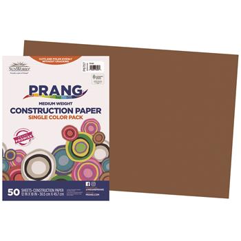 Prang Construction Paper, 12&quot; x 18&quot;, Brown, 50 Sheets/Pack