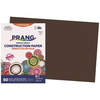 Prang Construction Paper, 12&quot; x 18&quot;, Dark Brown, 50 Sheets/Pack