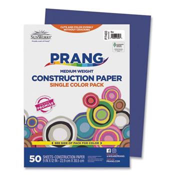Prang&#174; Construction Paper, 9 in x 12 in, Blue, 50 Sheets/Pack