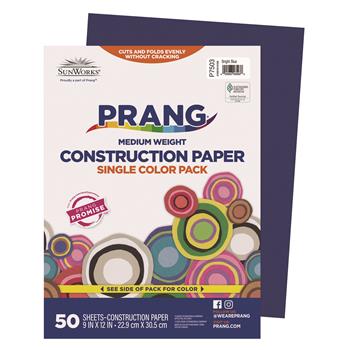 Prang&#174; Construction Paper, 9 in x 12 in, Bright Blue, 50 Sheets/Pack