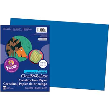Prang&#174; Construction Paper, 58 lbs., 12 x 18, Bright Blue, 50 Sheets/Pack