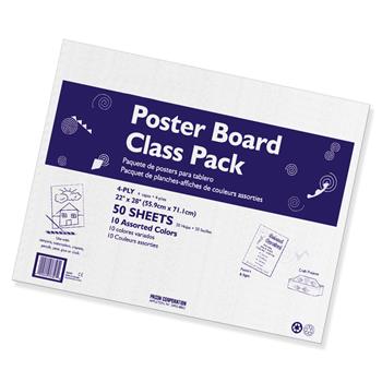 Pacon Poster Board Class Pack, 22&quot; x 28&quot;, 10 Assorted Colors, 50 Sheets/Carton