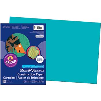 Prang&#174; Construction Paper, 58 lbs., 12 x 18, Turquoise, 50 Sheets/Pack