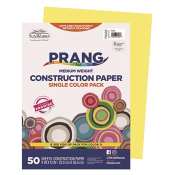 Prang Construction Paper, 9&quot; x 12&quot;, Yellow, 50 Sheets/Pack