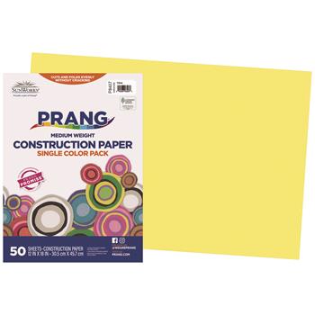 Prang Construction Paper, 12&quot; x 18&quot;, Yellow, 50 Sheets/Pack