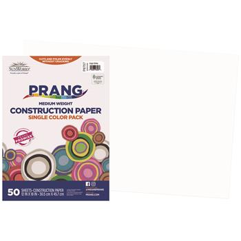 Prang Construction Paper, 12&quot; x 18&quot;, Bright White, 50 Sheets/Pack