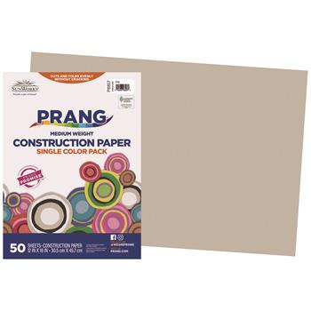 Prang Construction Paper, 12&quot; x 18&quot;, Gray, 50 Sheets/Pack