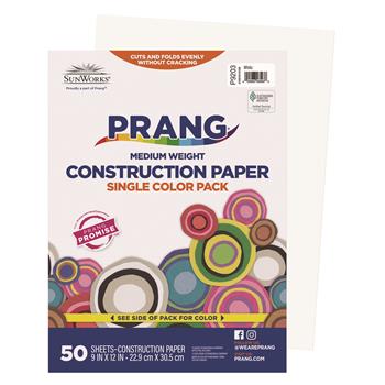 Prang Construction Paper, 9&quot; x 12&quot;, White, 50 Sheets/Pack
