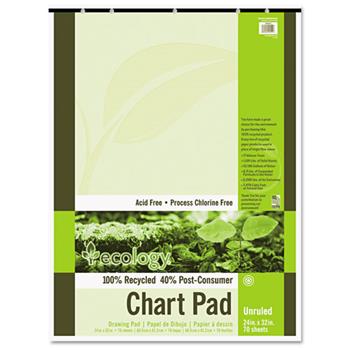 Pacon Recycled Chart Pads, Unruled, 24&quot; x 32&quot;, White Paper, 70 Sheets