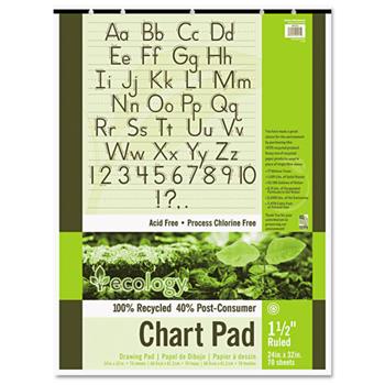 Pacon&#174; S.A.V.E Recycled Chart Pads, 1-1/2in Ruled, 24 x 32, White, 70 Sheets