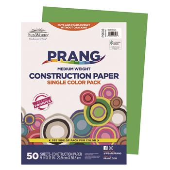 Prang Construction Paper, 9&quot; x 12&quot;, Bright Green, 50 Sheets/Pack