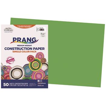 Prang&#174; Construction Paper, 12 in x 18 in, Bright Green, 50 Sheets/Pack