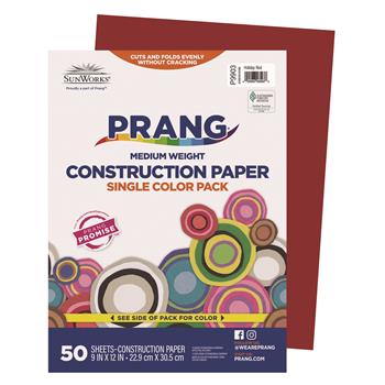 Prang Construction Paper, 9&quot; x 12&quot;, Holiday Red, 50 Sheets/Pack