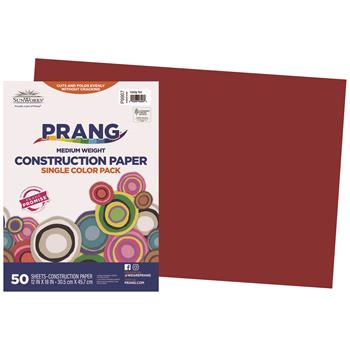 Prang Construction Paper, 12&quot; x 18&quot;, Holiday Red, 50 Sheets/Pack