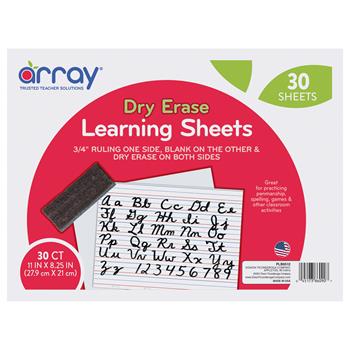 Pacon Array Dry Erase Learning Sheets, Non-Adhesive, 11&quot; x 8 1/4&quot;, White, 30 Sheets