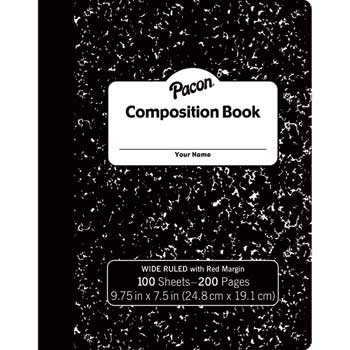 Pacon&#174; Marble Cover Composition Book, Hard Cover, Round Corners, Wide Ruled, 7-1/2&quot; x 9-3/4&quot;, 100 Sheets/200 Pages