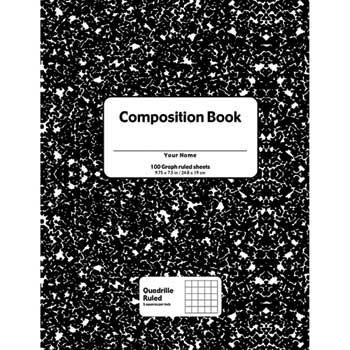 Pacon Composition Book, Quadrille Ruled, 7.75&quot; x 9.5&quot;, White Paper, Black Marble Cover, 100 Sheets