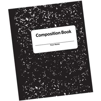Pacon Composition Book, Wide Ruled, 7.5&quot; x 9.75&quot;, White Paper, Black Marble Cover, 150 Sheets