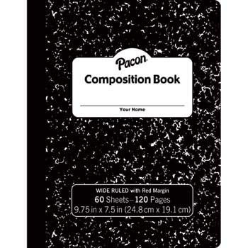 Pacon&#174; Marble Cover Composition Book, Hard Cover, Round Corners, Wide Ruled, 7-1/2&quot; x 9-3/4&quot;, 60 Sheets/120 Pages