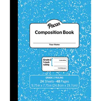 Pacon Composition Book, .75&quot; Ruling, 7.75&quot; x 9.75&quot;, White Paper, Blue Cover, 24 Sheets/48 Pages
